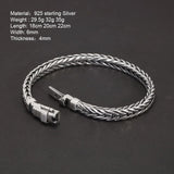 Guaranteed 925 Sterling Silver Bracelet Braided Chain with Plug Safety Buckle Keel Viking Jewelry for Men and Women