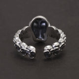 925 Sterling Silver Gothic Skull Ring for Men and Women Hiphop Punk Retro Finger Accessories Adjustable Biker Jewelry