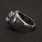 925 Sterling Silver Lion Ring for Men Red Garnet Eyes Adjustable Punk Retro Hip Hop Signet Ring Cool Biker Jewelry