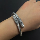 Genuine 925 Sterling Silver Vintage Handmade Twisted Woven Bangle Bracelet for Men and Women Fine Jewelry