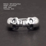 True 925 Sterling Silver Double Head Skull Vintage Thai Men's Ring Party Gift Gothic Jewelry