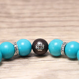 Natural Turquoise Beads Bracelet for Men and Women Lucky Chinese knot Sandalwood Bead 925 Sterling Silver Accessories Jewelry