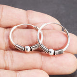 18mm Hoop Earrings for Women 925 Sterling Silver Retro Round Thai Silver Circle Women Jewelry