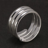 Genuine 925 Sterling Silver Spring Ring Simple Multi-Layers Elegant Jewelry Opening Plain Punk Ring