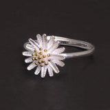 925 Sterling Silver Daisy Stud Earrings Ring Necklace Bracelet Jewelry Set for Women Fashion Trendy Cute Jewelry