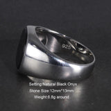 Real Pure Silver s925 Mens Rings Minimalist Turkish Rings Man Simple Finger Rings With Natural Onyx Stones Turkish Jewellery - GQTORCH Jewelry