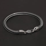925 Sterling Silver 4mm Square Foxtail Chain Bracelet Necklace for Men Six Words Mantra Lobster Clasp Vintage Retro Jewelry