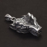 Solid 925 Sterling Silver Viking Wolf Head Pendant for Men Punk Retro Nordic Celtic Amulet Jewelry Gift