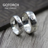 925 Sterling Silver Six Words Om Mani Padme Hum Rings For Couple Lovers Tibetan Shurangama Mantra Rings Buddhism Jewelry