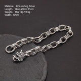 Genuine 925 Sterling Silver Hannya Prajna Bracelet Chain for Men Vine Pattern Engraving Buddhist Jewelry