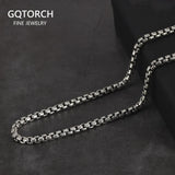 Genuine 925 Sterling Silver Jewelry Round Box Chain Thickened All-match Necklace for Men and Women Retro 22 24 26 28 30 Inch