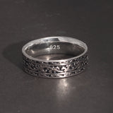 Vintage 925 Sterling Silver Wedding Band Ring with Tangcao Pattern for Men and Women Christmas Party Jewelry Gift Accessories