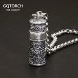 Sterling Silver 999 Vajra Pestle Amulet Charm Om Mani Padme Hum Pendant Necklace Openable Gawu Box Buddhist Jewelry