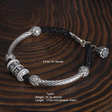 Mantra Bracelet 999 Pure Silver Six Words OM Charm With Hand Braided String Cords Adjustable Lotus Fashion Ethnic Style Jewelry