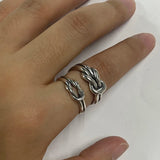 Hand Knotted S925 Sterling Silver Ring for Men and Women Retro Punk Aneis Femino Opening Fine Jewelry