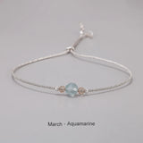 Handmade Birthstone Bracelet Girl Women 12 Months Natural Stone Braided Rope Friendship Bracelet Adjustable Minimalist Jewelry