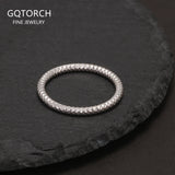 925 Sterling Silver 2mm Minimalist Faceted Stacking Ring for Women Trendy Geometric Band Chic Dainty INS Fashion Jewelry