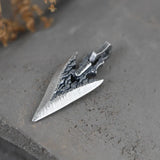 S990 Pure Silver Pendant For Men Antient Viking Spearhead Weapon Shape Handcrafted Jewelry