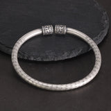 999 Sterling Silver Heart Sutra Men and Women Swastika Retro Buddhist Opening Solid Cuff Bangle