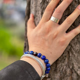 Natural Lapis Lazuli and Chinese knot Sandalwood Beads Bracelet with 925 Sterling Silver Accessories Jewelry for Men and Women