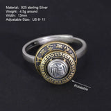 100% 925 Silver Retro Tibetan Prayer Wheel Buddha Adjustable Ring for Men and Women OM Datura Rotatable Religious Jewelry