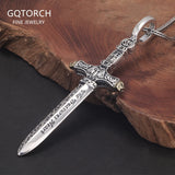 925 Sterling Silver Large Holy Sword Pendant Necklace for Men Vintage Fashion Punk Male Biker Jewelry Gift