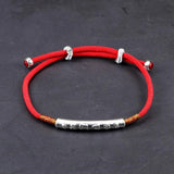 999 Sterling Silver Gold Color Handmade Thin Red String Bracelet For Women Six Words Engraved Mantra Prayer Buddhism Jewelry - GQTORCH Jewelry
