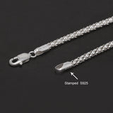 3mm 925 Sterling Silver Bolo 3mm Round Mesh Popcorn Chain Bracelet Men Women Lightweight Fashion Wristband Daily Jewelry