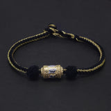 925 Sterling Silver Six Words Charm Handwoven Rope Bracelet for Men Women Braided String Retro Buddhist Talisman Jewelry