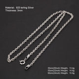 3mm Hook Lock O-Ring Chain Fashion Personality S925 Sterling Silver Single Cross Necklace Sweater Men and Women Jewelry