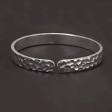 9999 Pure Silver Hammered Bracelet for Men and Women 8mm Retro Open Cuff Bangle Handmade Vintage Fashion Party Jewelry