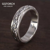 Genuine 925 Sterling Silver Spinner Band Rings For Men and Women Braided Twist Rope Stress Relieving Jewelry