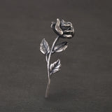 Original 925 Sterling Silver Antiqued Rose Pendant Necklace for Women Gothic Vintage Accessory Flower Jewelry Party Gift