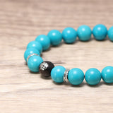 Natural Turquoise Beads Bracelet for Men and Women Lucky Chinese knot Sandalwood Bead 925 Sterling Silver Accessories Jewelry