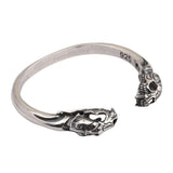 S925 Sterling Silver Jewelry Men's Bangle Double-headed Saber-toothed Tiger Open Cuff Thai Silver Retro Skull Bracelet