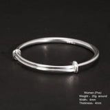 Solid 999 Sterling Silver Simple Push-pull Bracelet Women and Kids Smooth Minimalist Jewelry First Birthday Gift