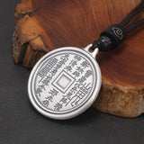 999 Sterling Silver Yinyang Pendant Necklace for Men Rope Chain Chinese Tai Chi Bagua Feng Shui Amulet Vintage Retro Jewelry