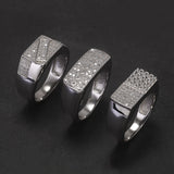 100% Sterling Silver Men Wedding Band Micro Inlaid Zircon Engagement Ring Fashion Eternity Promise Ring Luxury Designer Jewelry
