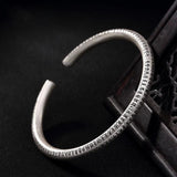 999 Pure Silver Bangles for Women Heart Sutra Buddhist Scriptures Engraved Mother Lover Gift Fine Sterling Silver Jewelry - GQTORCH Jewelry
