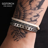 3pcs/set 925 Sterling Silver Stackable Bracelet Hollow Woven Bangle Knot Rope Fashion Simple Classic Jewelry Gift for Men