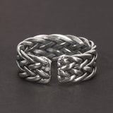 Genuine 925 Sterling Silver Woven Men's and Women's Rings Simple Retro Punk Adjustable Viking Jewelry