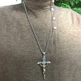 True Pure 925 Sterling Silver Cross Crucifix Pendant Male Gold Silver Classic Religious Jewelry