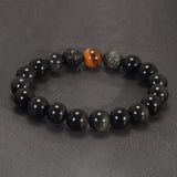 10/12/16/18mm Natural Rainbow Obsidian Beaded Bracelet for Men Pixiu Charms Tiger Eye Stone Feng Shui Lucky Jewelry