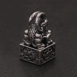Solid 925 Sterling Silver Ancient Pixiu Signet Pendant Necklace for Men Good Wealth Amulet Feng Shui Vintage Retro Jewelry