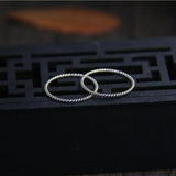 Elegant Real Pure 925 Sterling Silver Tail Rings For Women Thread Twisted Ring Small Simple Design - GQTORCH Jewelry