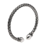 Antique S990 Sterling Silver Woven Bangle Men's and Women's Open Cuff Bracelet for Couples Jewelry Gift