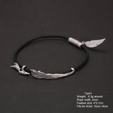 925 Silver Vintage Wax Rope Bracelet Magnetic Clasp LOL XAYAH RAKAN Multi Layers Feather Leaf Couple Jewelry