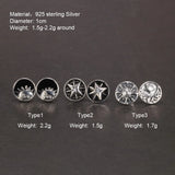 Real 925 Sterling Silver Sun God Moon Men Women Round Stud Earrings Vintage Punk Jewelry Best Gift