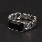 Genuine 925 Sterling Silver Men's and Women's Rings Green Crystal Inlaid Braided Vintage Rings Adjustable Size Jewelry