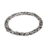 Real Pure 925 Sterling Silver 7mm Peace Pattern Bracelet for Men's Vintage Punk Set Zircon Armband Jewelry Best Gift - GQTORCH Jewelry